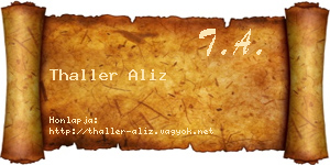 Thaller Aliz névjegykártya